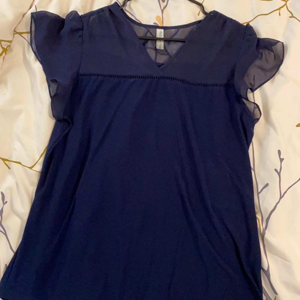 Blue sheer sleeved shirt